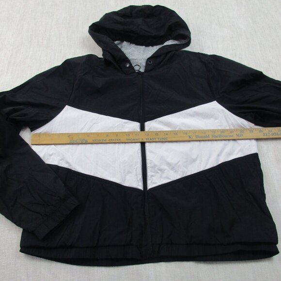 Abercrombie & Fitch Windbreaker Jacket Women XL White Black Casual Hooded Zip-Up - Picture 8 of 9